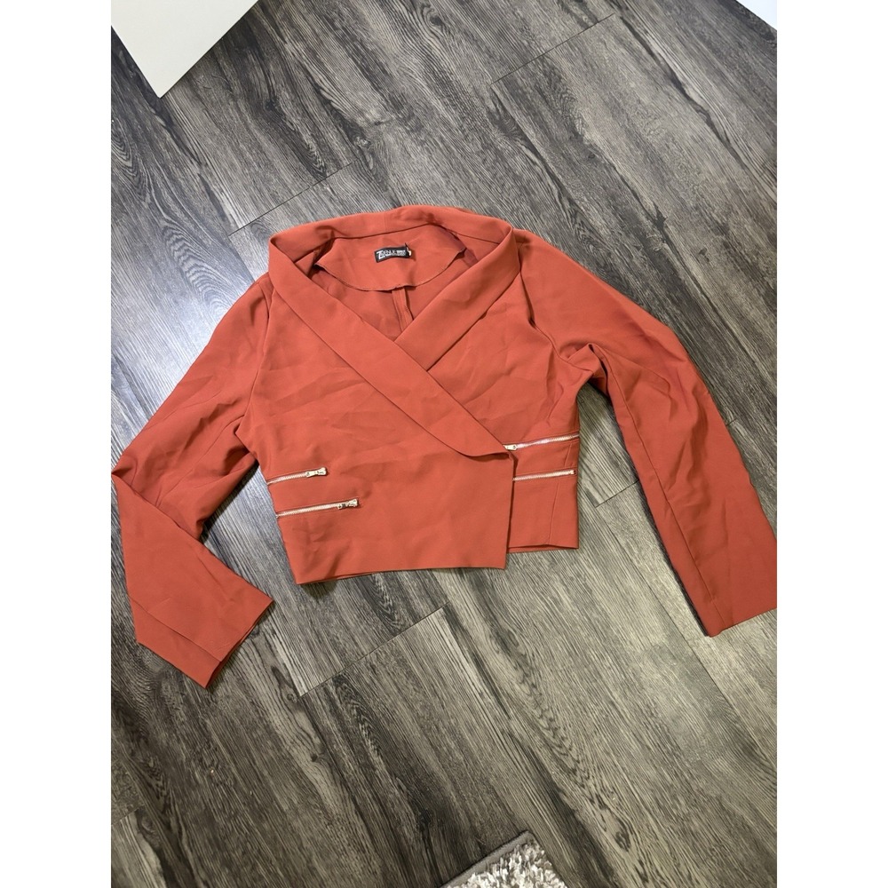 Cropped Blazer Jacket Womens L Open Front